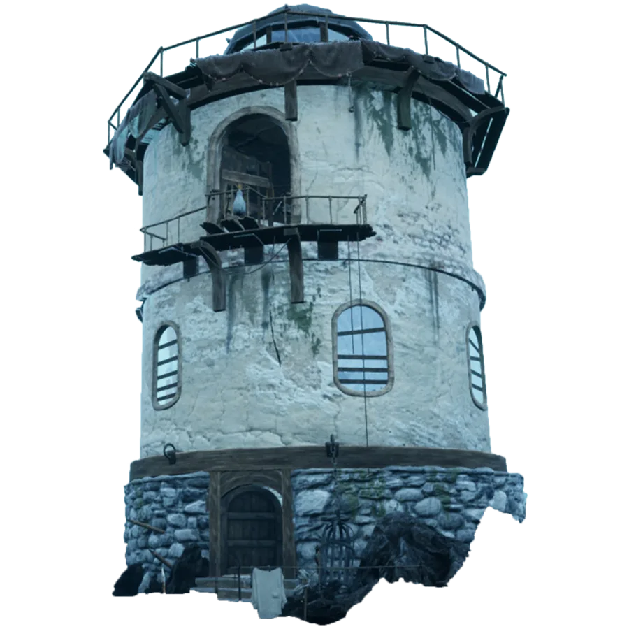The old stone lighthouse on the island